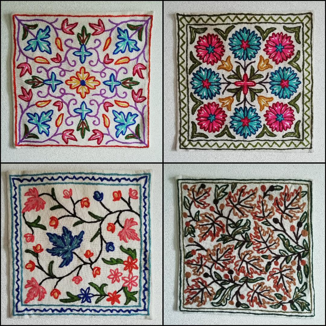 【雑貨屋・仕入れ】花柄クッションカバー（刺繍・ハンドメイド）