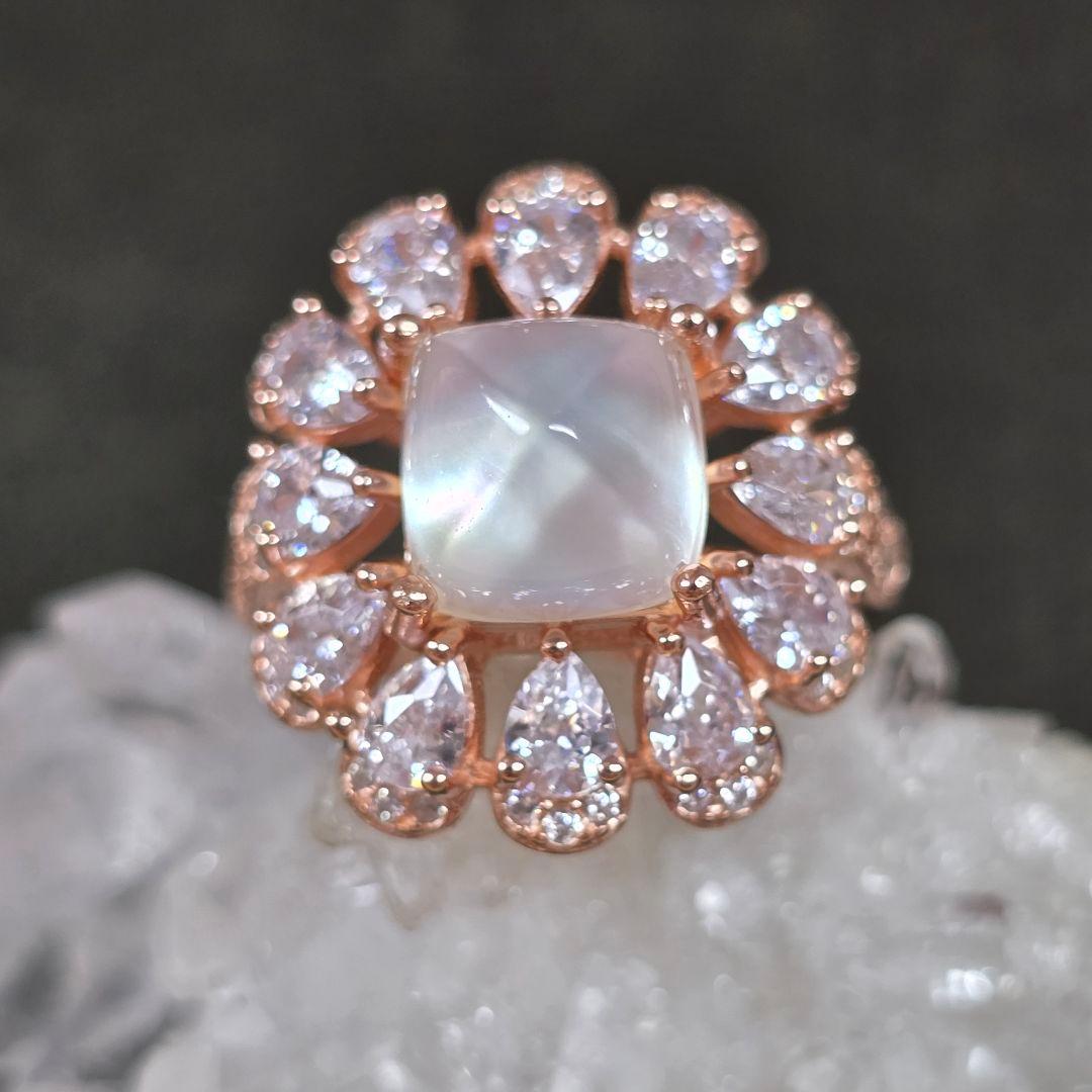 天然水晶xマザーオブパール　リング　天然水晶　マザーオブパール　指輪