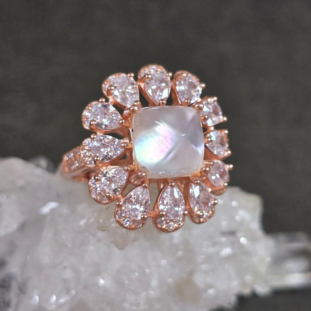 天然水晶xマザーオブパール　リング　天然水晶　マザーオブパール　指輪