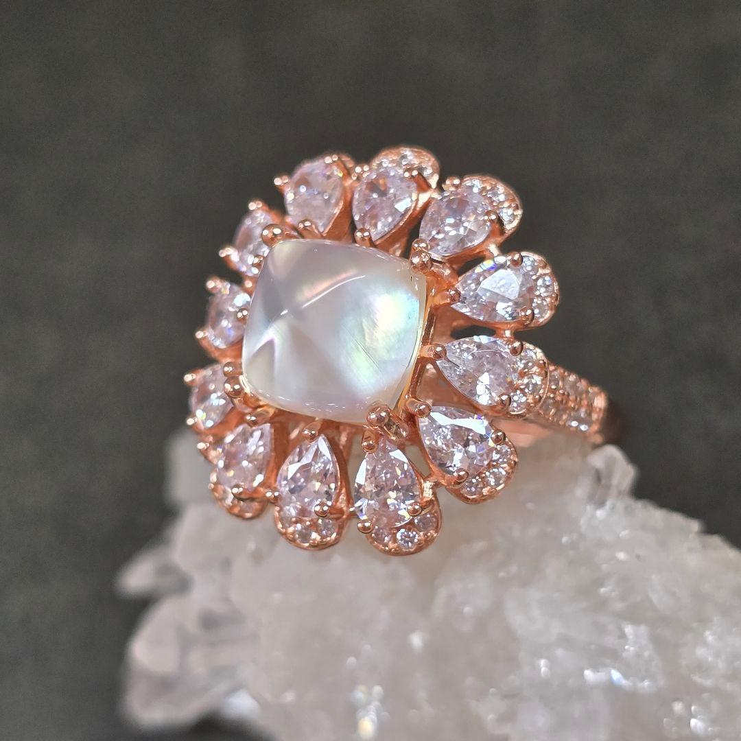 天然水晶xマザーオブパール　リング　天然水晶　マザーオブパール　指輪