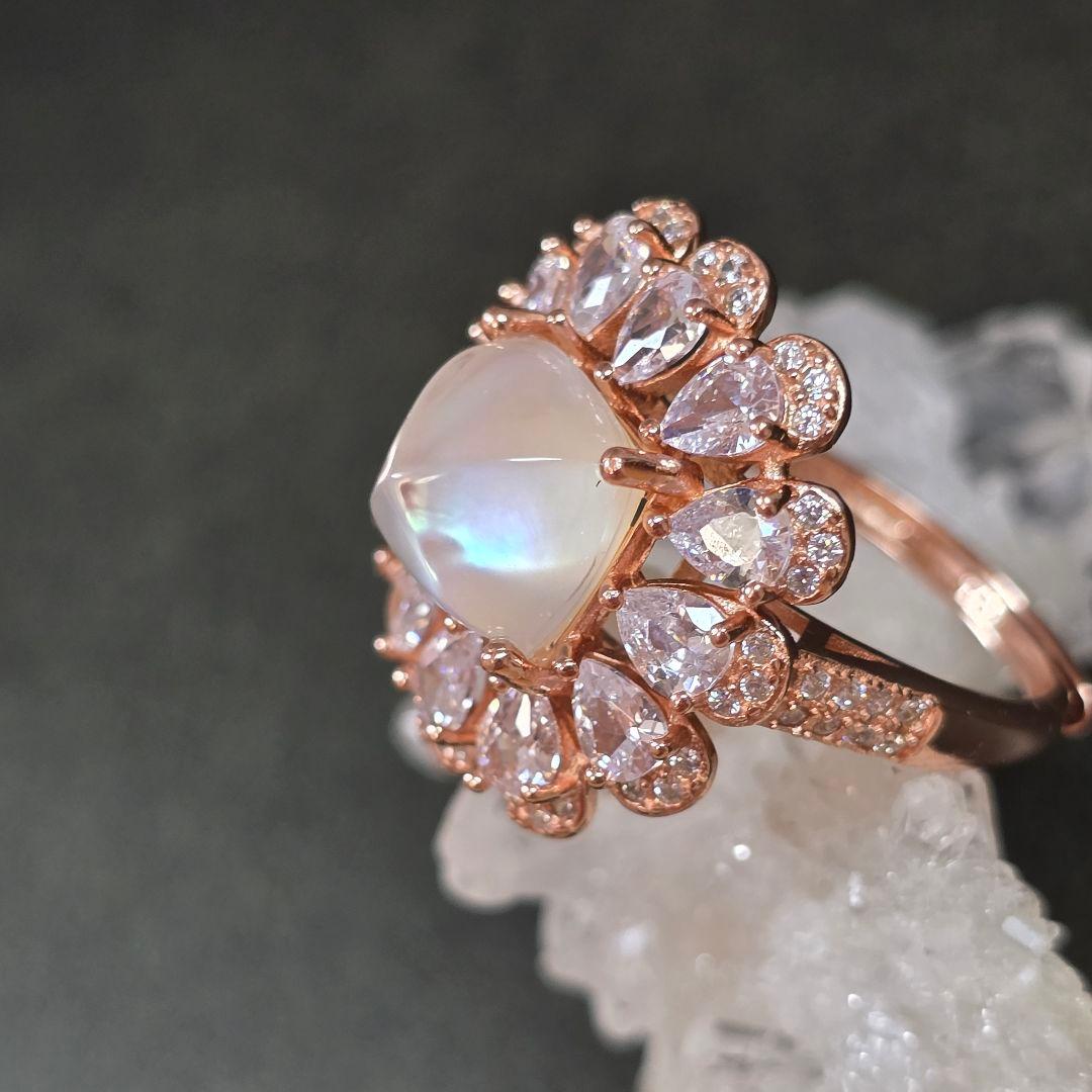 天然水晶xマザーオブパール　リング　天然水晶　マザーオブパール　指輪