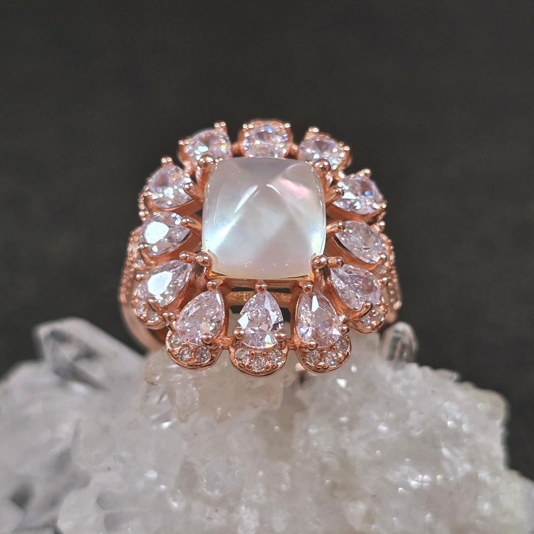 天然水晶xマザーオブパール　リング　天然水晶　マザーオブパール　指輪
