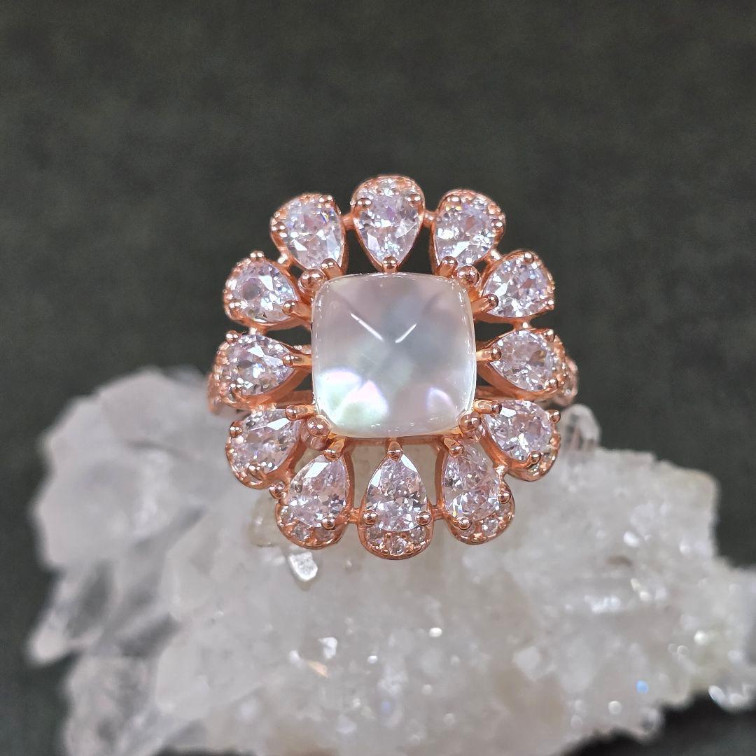 天然水晶xマザーオブパール　リング　天然水晶　マザーオブパール　指輪