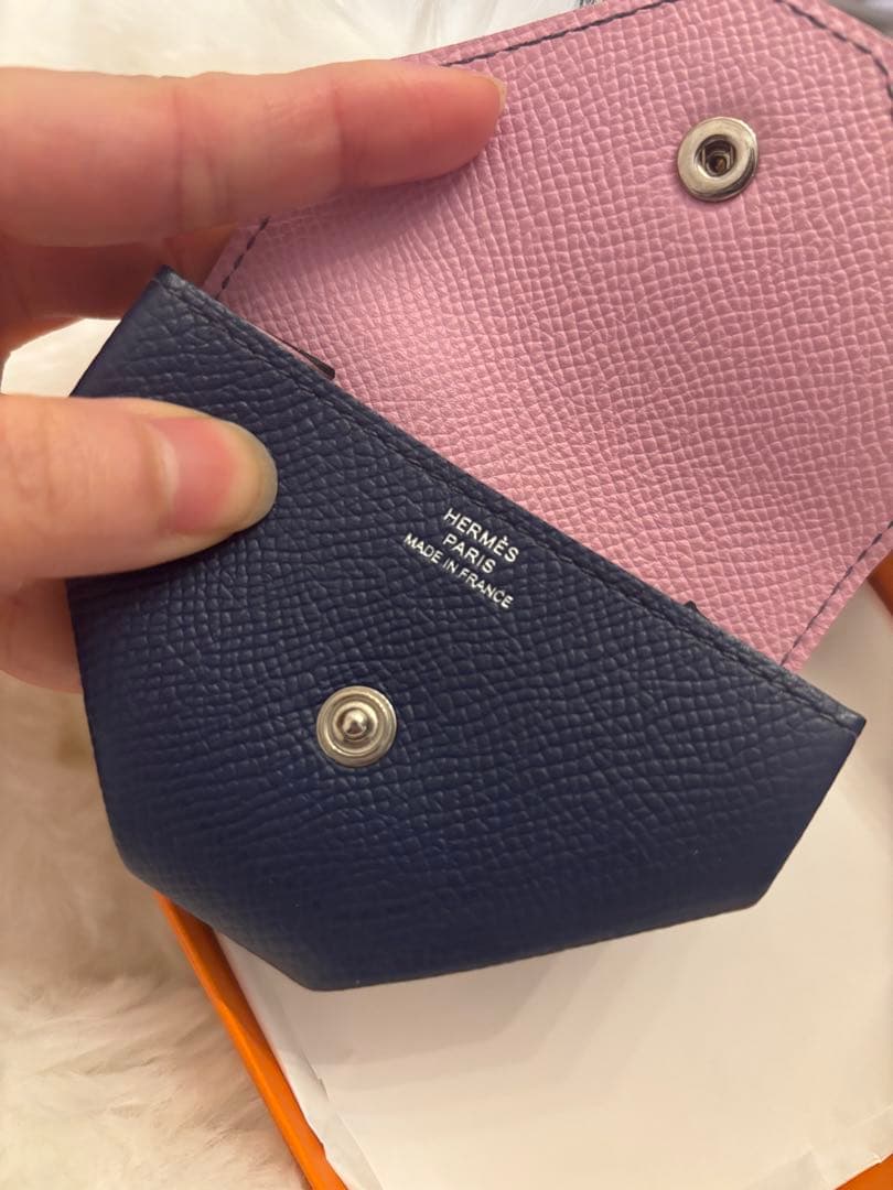 HERMES ネイビー レザー ケース