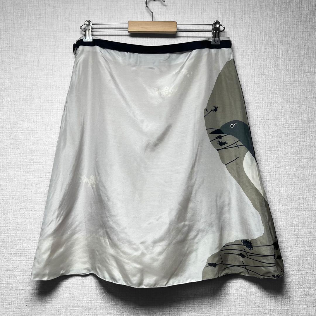 CELINE セリーヌ ペンギン柄 金具デザイン シルクスカート 総柄 40