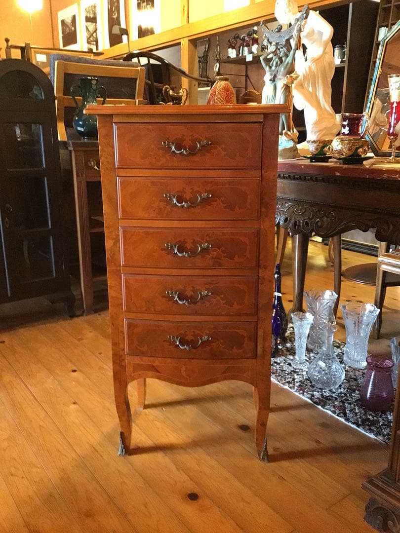 象嵌 5段チェスト 猫脚 イタリア製 高級チェスト