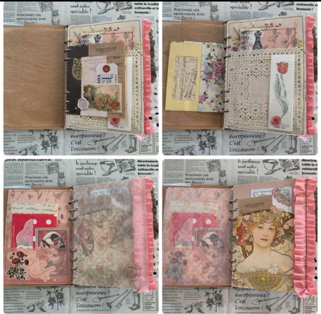 アンティーク調 ビジューの表紙のジャンクジャーナル 雑記帳