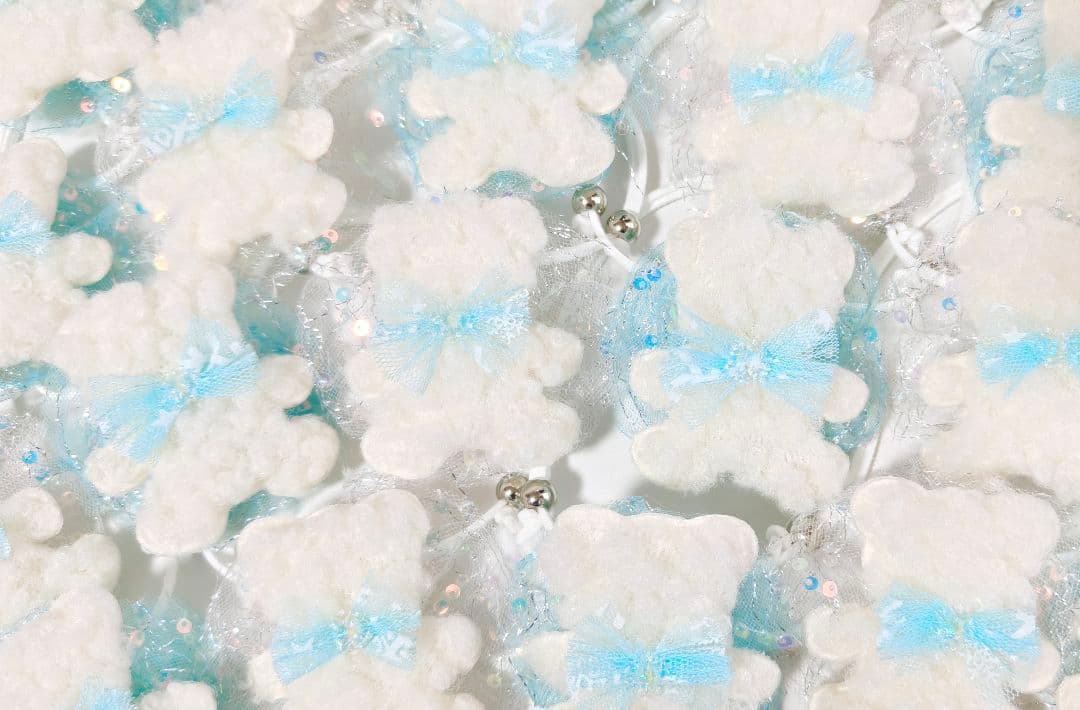 業務用トリミングチョーカー65個+背景布 1月 白くまちゃん 雪の