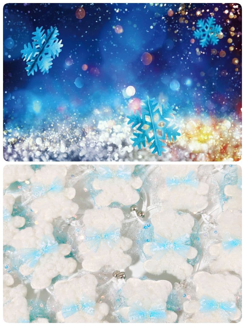 業務用トリミングチョーカー65個+背景布 1月 白くまちゃん 雪の