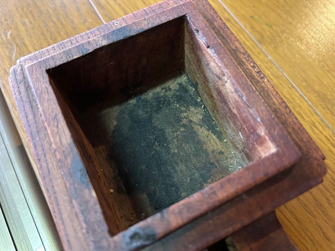 墨壺 大工道具 アンティーク 木製小物入れ 雲模様 レトロ インテリア