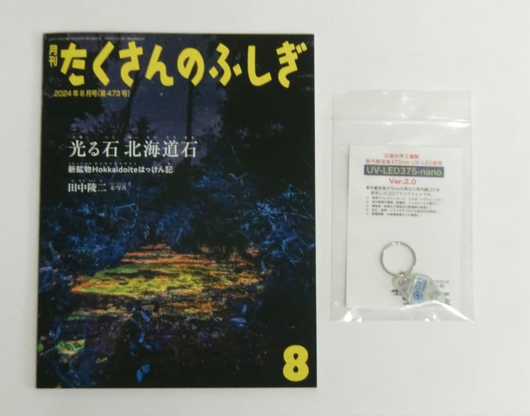 北海道産 蛍光オパール 観察キット：原石＋本「光る石 北海道石」＋