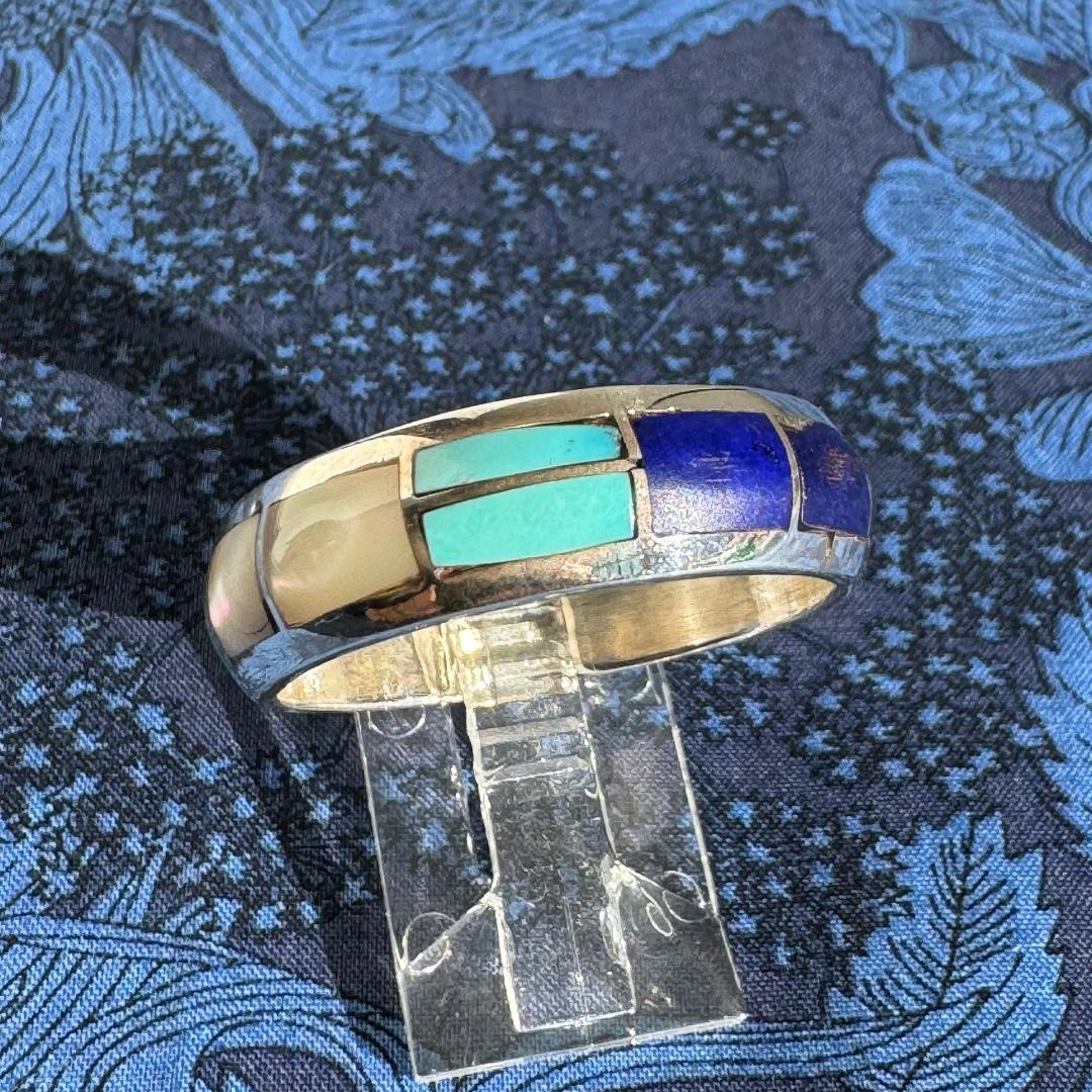 や*ま様 マルチカラー　インレイ　リング　サムリング　リング　ズニ　インディアン