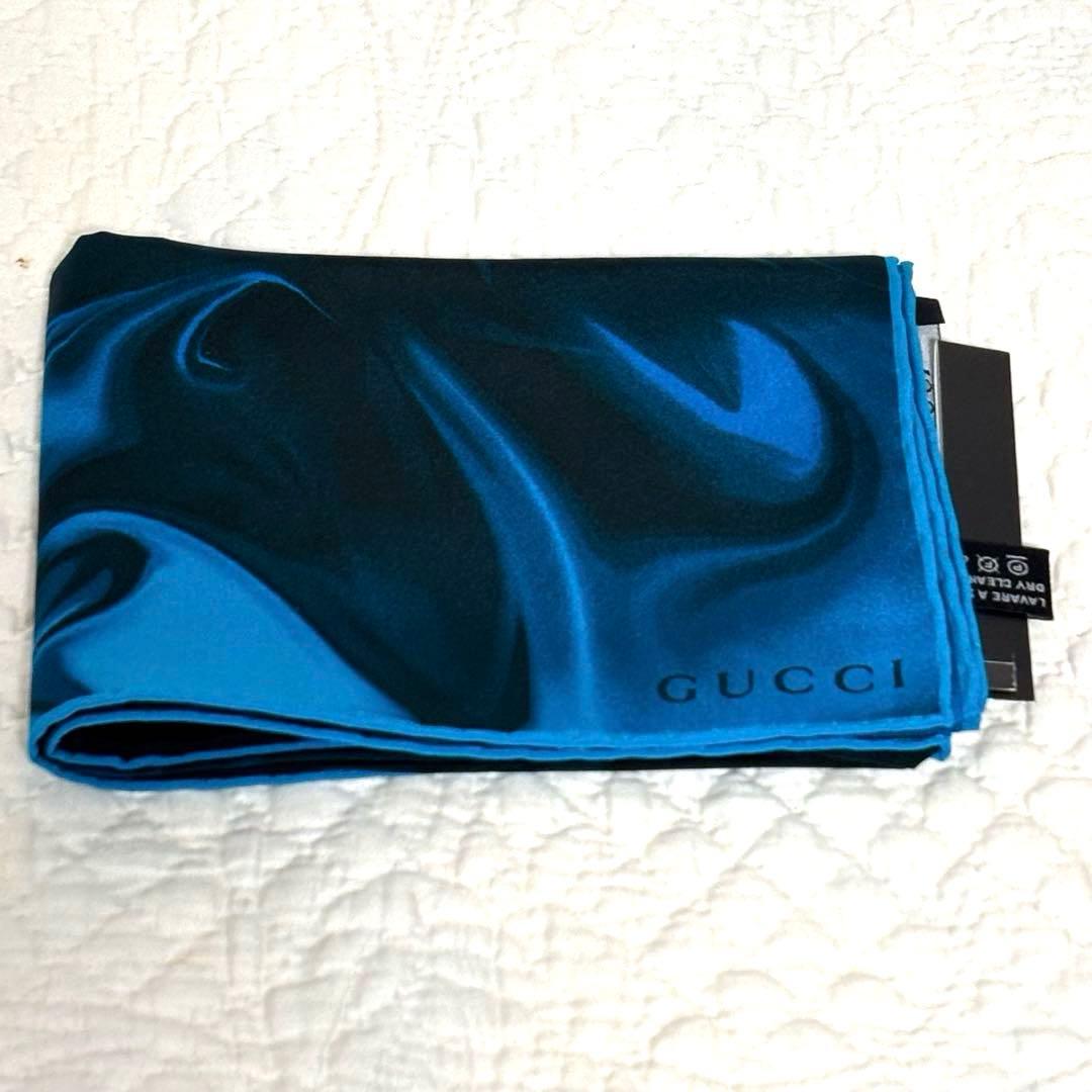 【未使用】 GUCCI グッチ バンダナ スカーフ マーブル模様