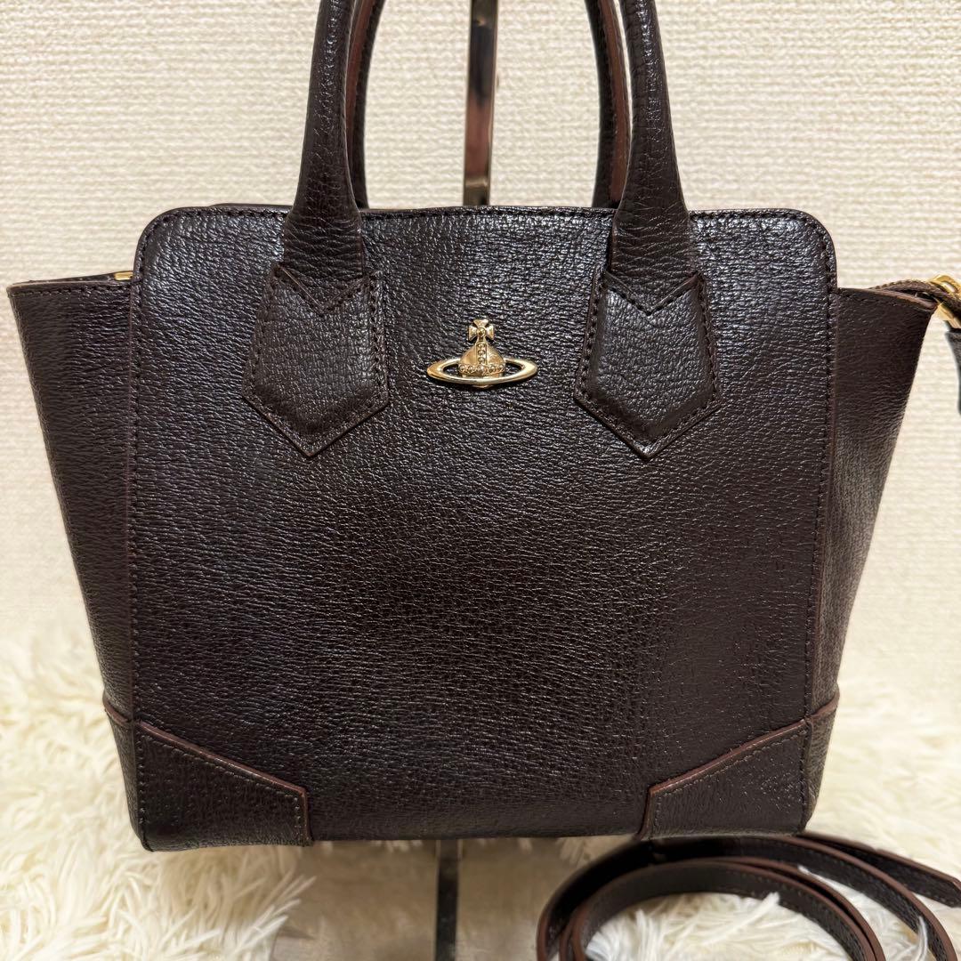 【美品】ヴィヴィアン　ハンドバッグ　2way　ブラウン　ショルダーバッグ　金具