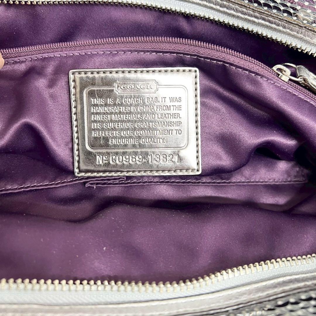 美品 COACH ショルダーバッグ ハンドバッグ スパンコール 13821