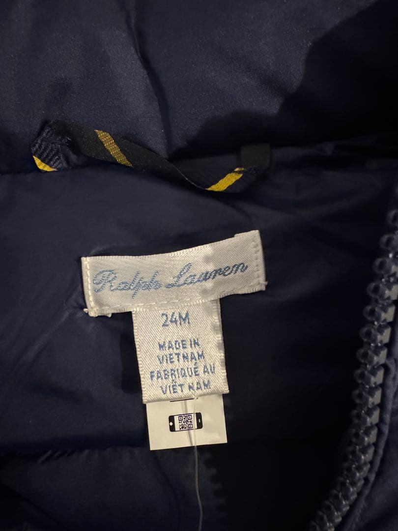 新品タグ付 Ralph Lauren ネイビー ダウンコート 24M 90cm