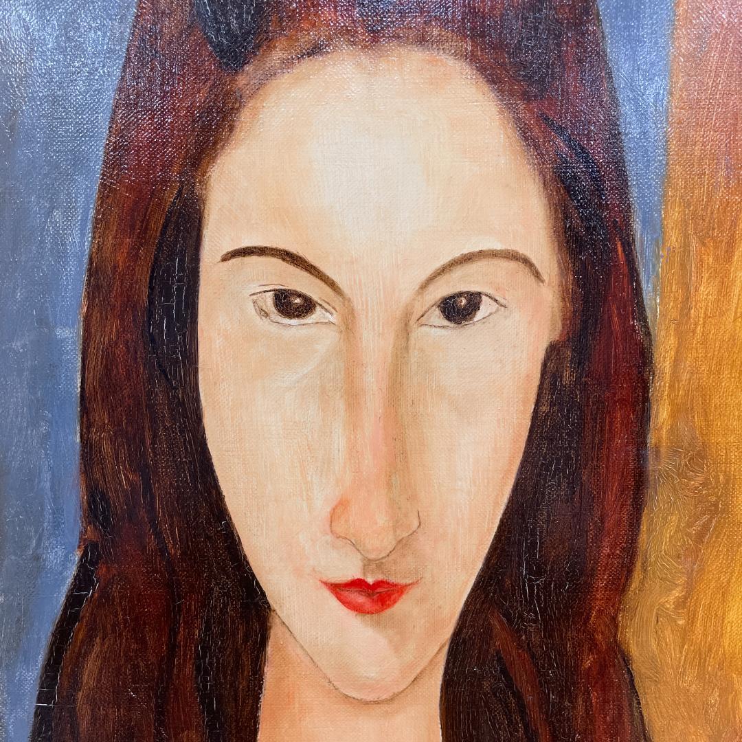 【油絵・模写・原寸大】モディリアーニ『ジャンヌ・エビュテルヌの肖像』P8額付き