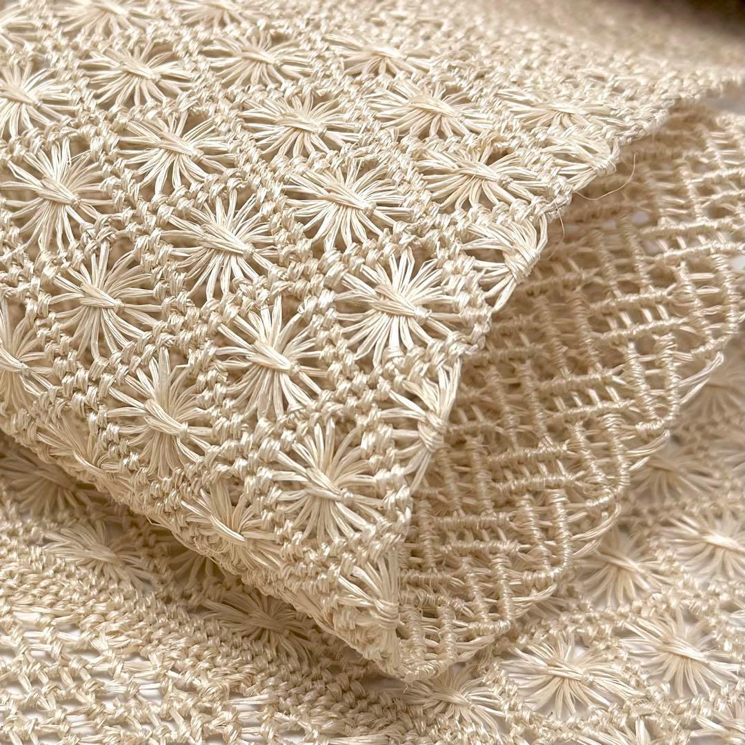 アバカ　半幅帯　M+abaca 網代に花繋ぎ　夏単衣　6542