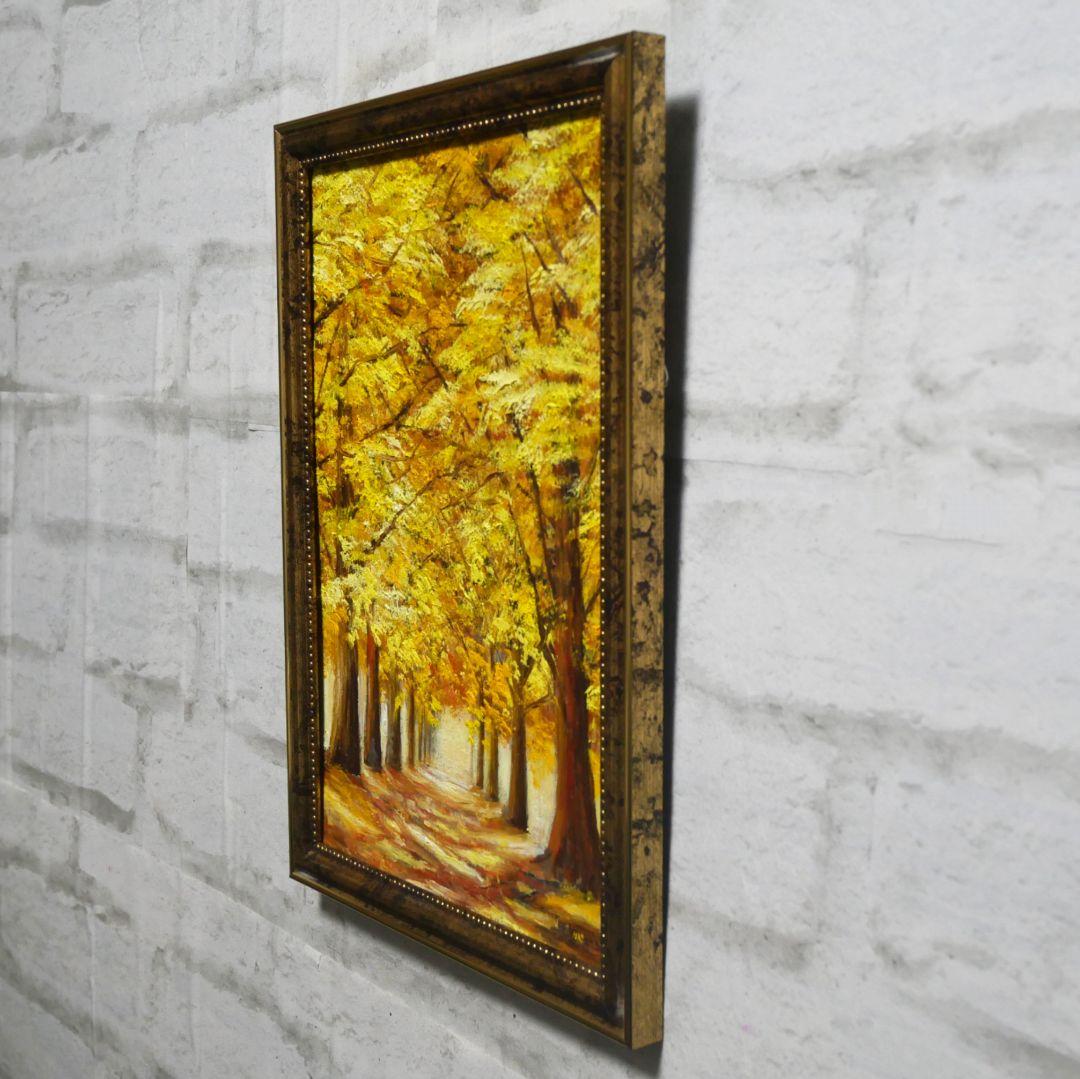 絵画 油絵 肉筆 「イチョウ並木」 インテリア 風水 金運アップ - メルカリ