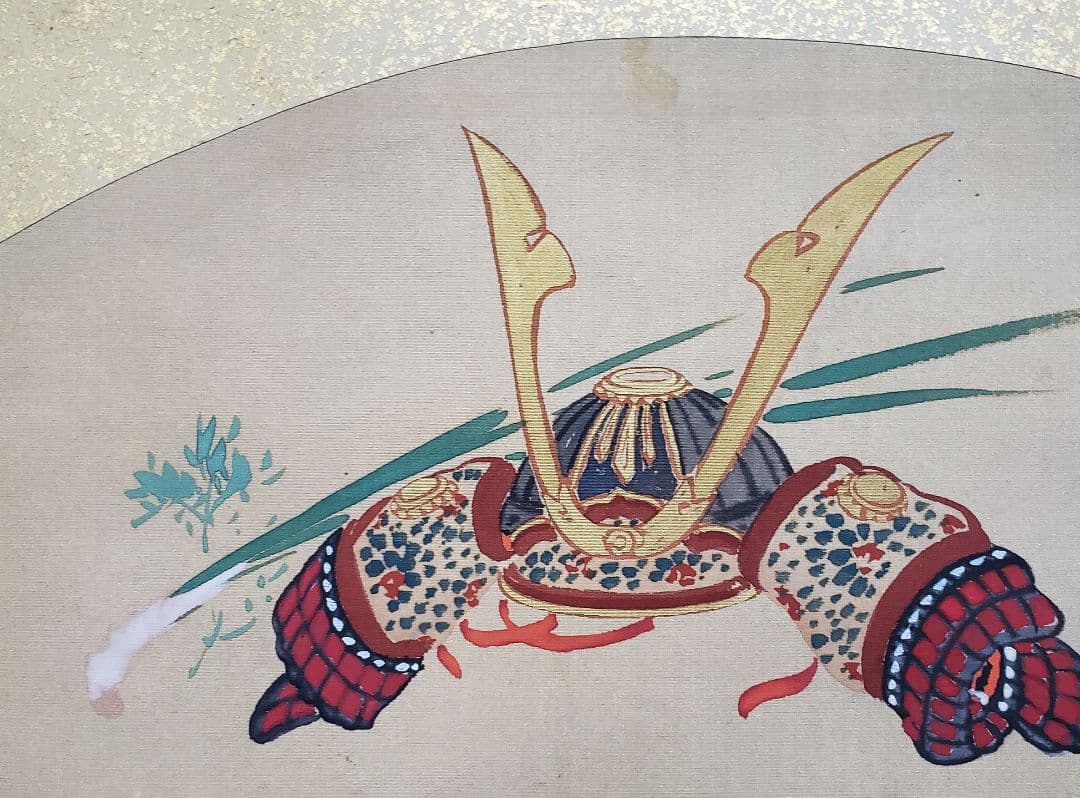 兜図/端午】岩佐古香 2563 甲と菖蒲 端午の節句 共箱 掛け軸 肉筆の