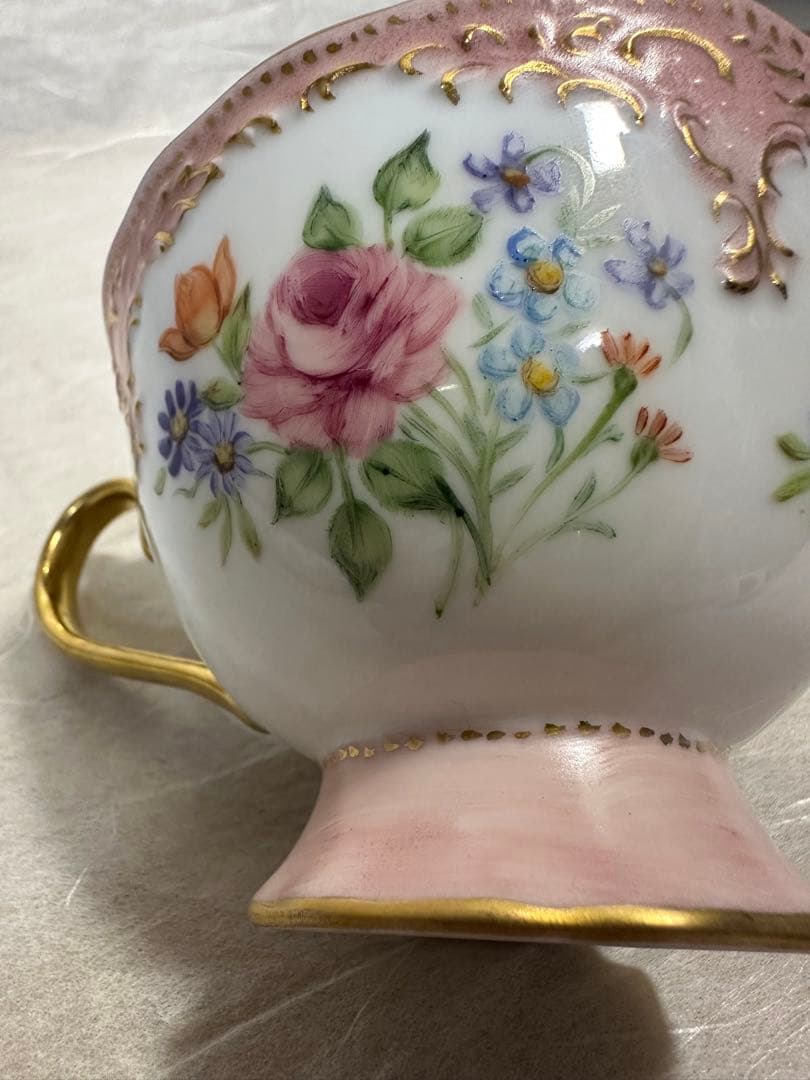 アンティーク ドレスデン ティーカップ＆ソーサー ヴィンテージ 一点物