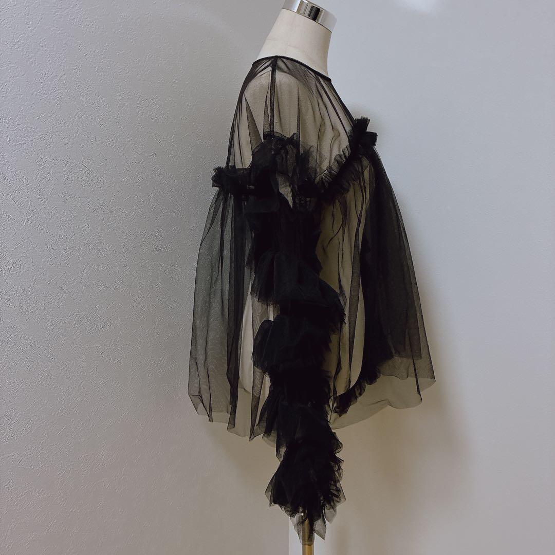 大人気⭐︎ANDRESDアンドレスド　ニアナ　ブラック　チュールフリルブラウス