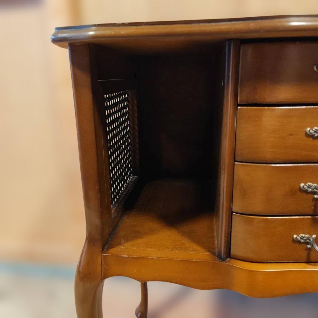 アンティーク調 猫脚コンソールデスク サイドチェスト かごめ編み