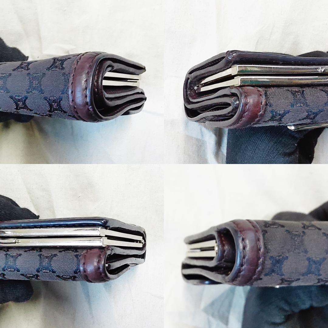 箱付き セリーヌ がま口 財布 CELINE トリオンフ キャンバス ブラウン