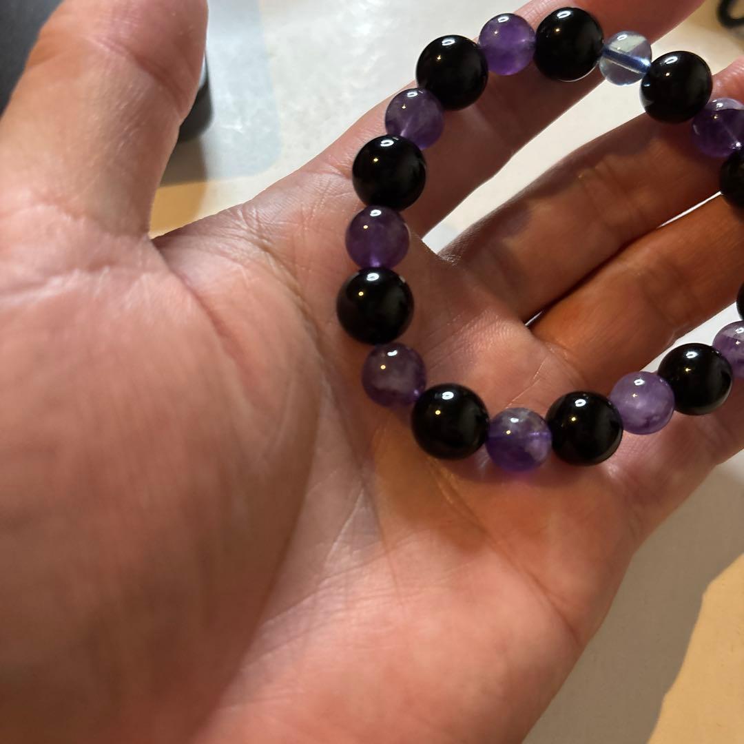 モリオンとアメジストで魔除けが最強化したかも！綺麗！さらにアクアマリンも！