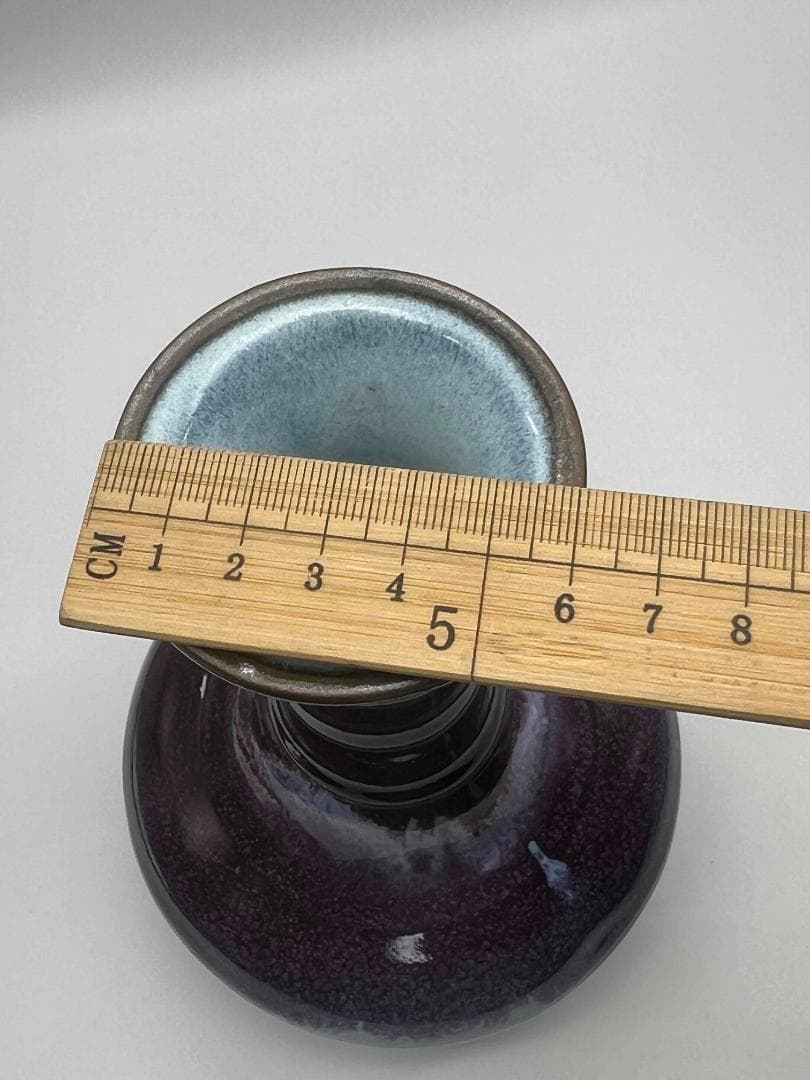 清時代 鈞窯 窯変釉 弦文瓶 旧家蔵出し 花入 花瓶(B-