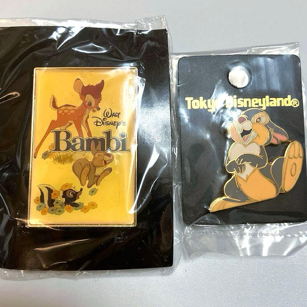 ディズニーリゾート ピンバッジ バンビ&とんすけ&フラワー 2個セット