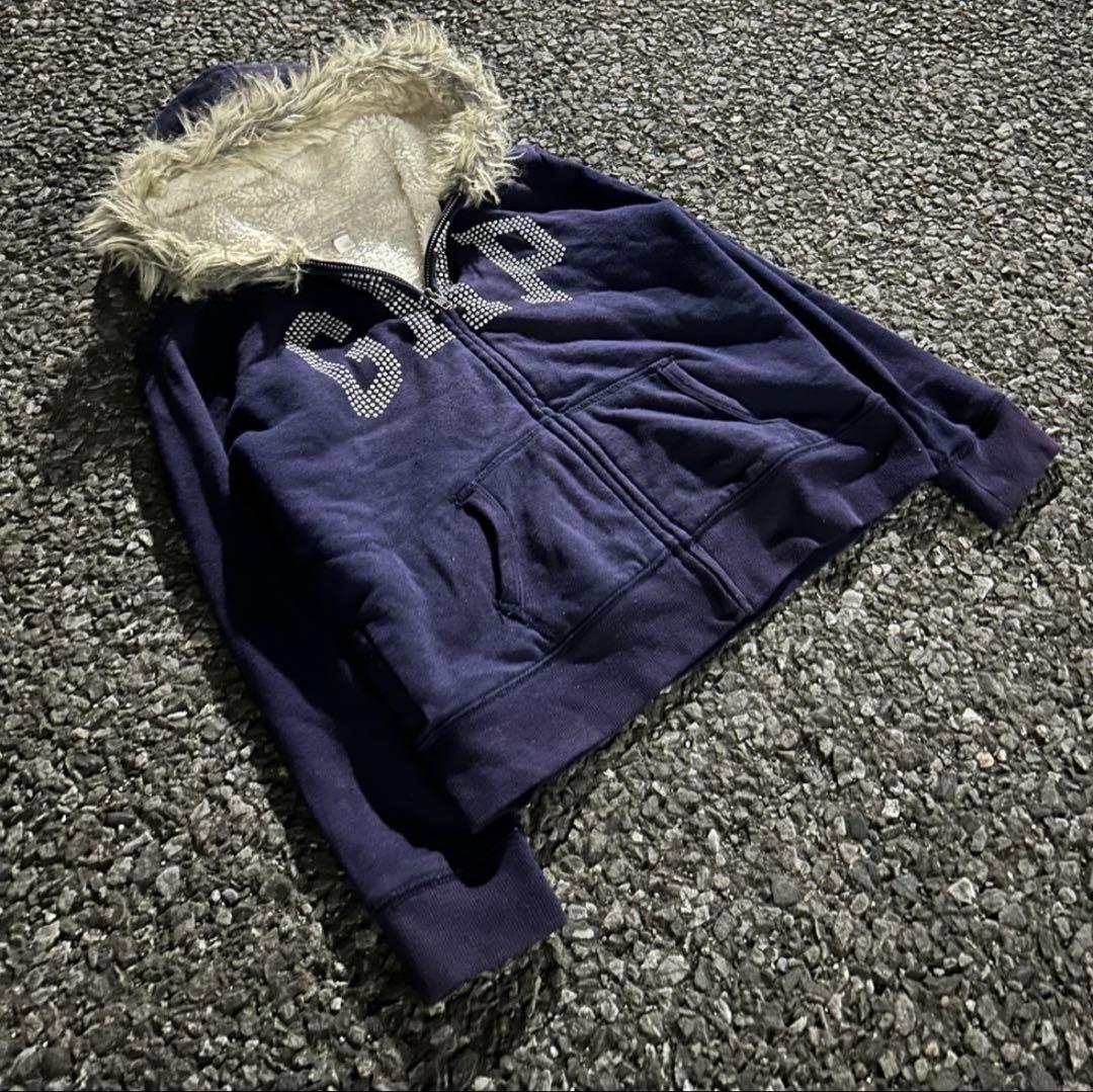 トップス 00s archive GAP fur zip hoodie Y2K