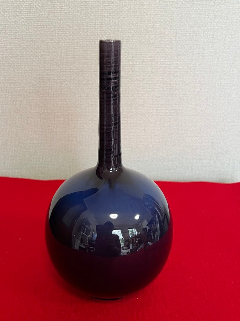 人間国宝  三代 徳田八十吉（正彦銘）  鶴首 花入 管理T199