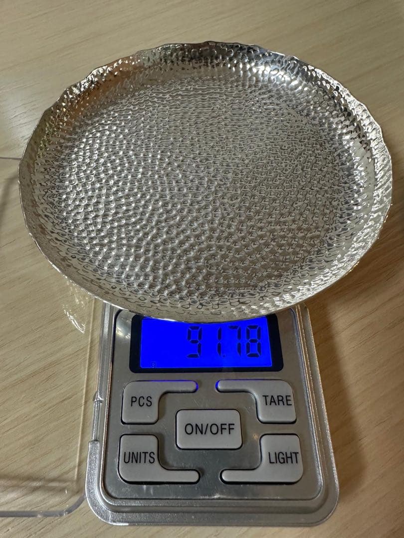 金属美術工芸品　純銀製　青海波皿　幸福銀行　木箱付き