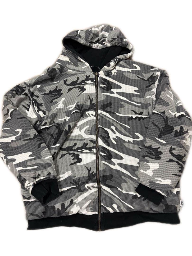 00s PRO CLUB リバーシブルジップパーカー 迷彩柄サーマル