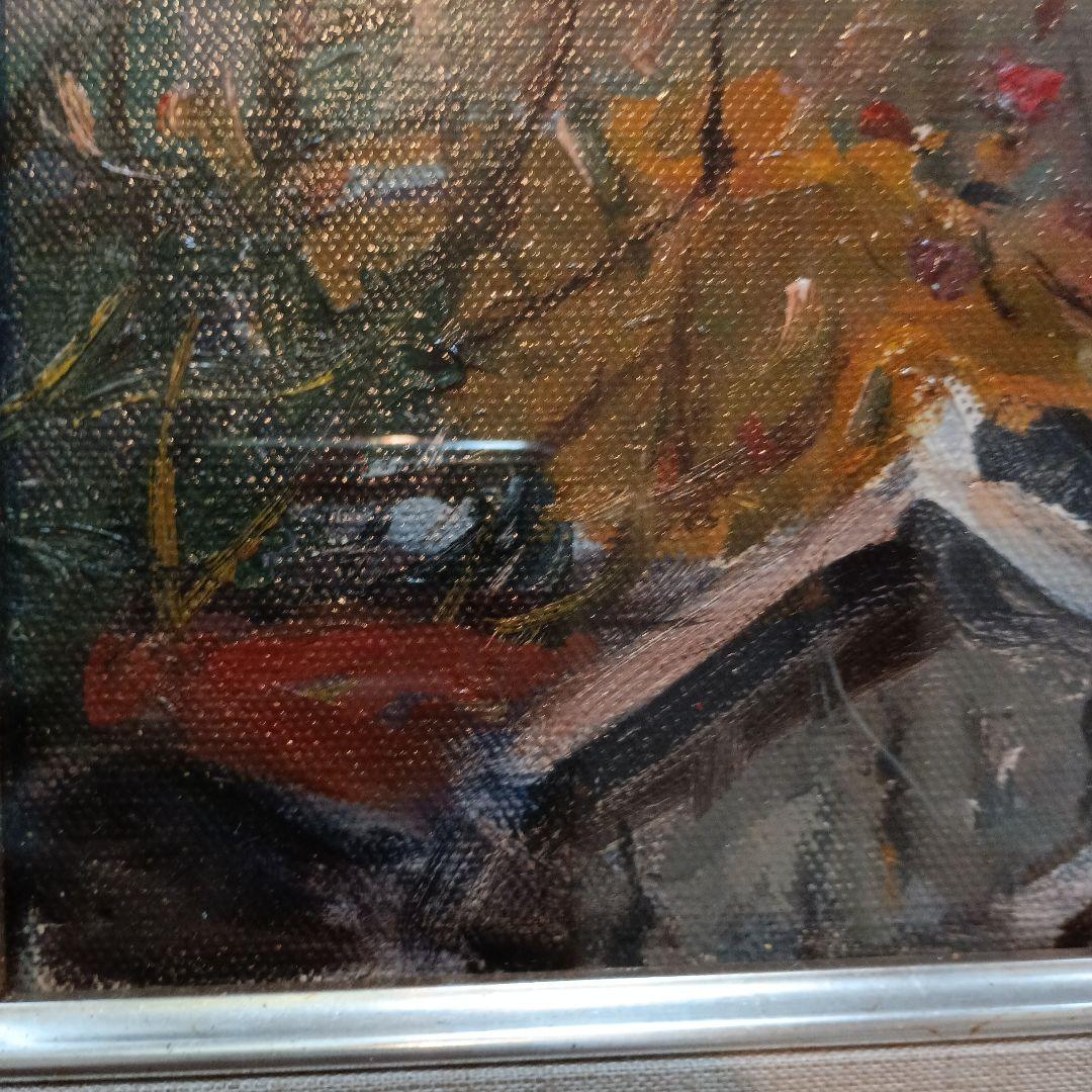 絵画　油彩　鈴木三五郎　S 秋の風景　F3 柿