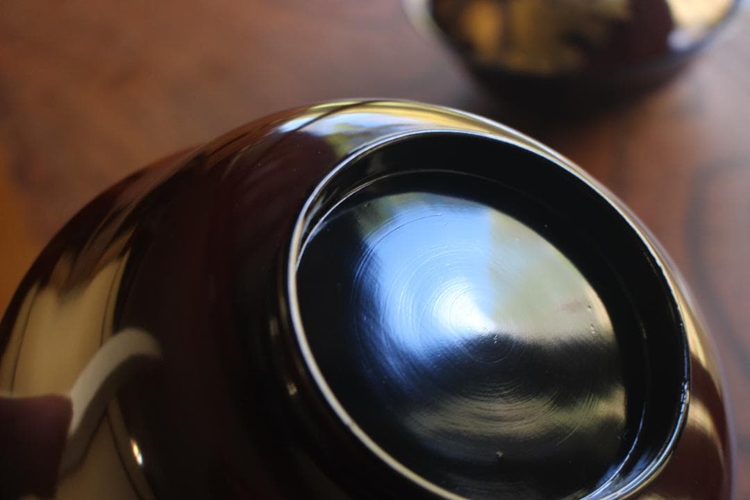 時代逸品！風情ある栗色漆に極上牡丹蝶蒔絵の映える大椀2点（検輪島塗蒔絵椀雑煮椀