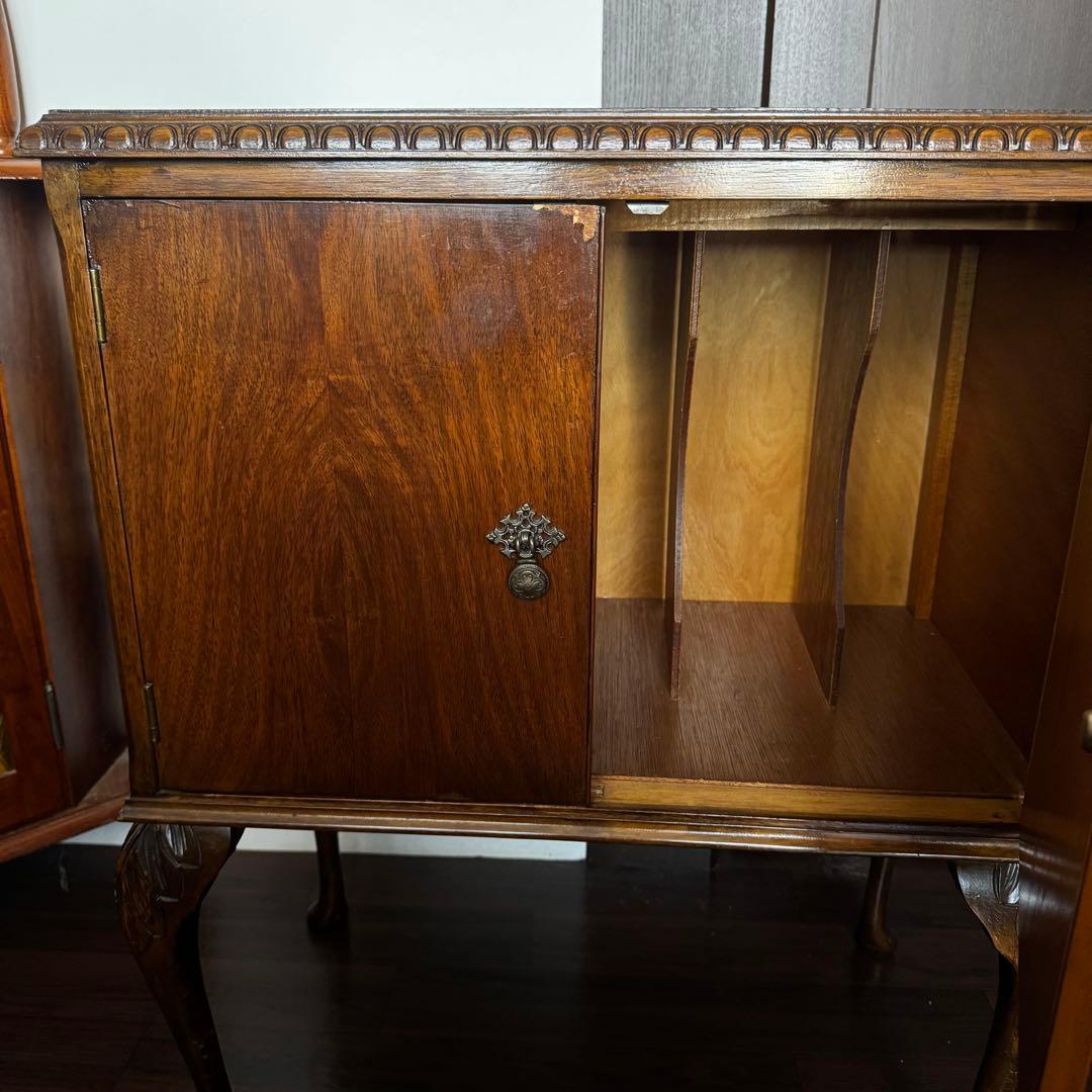 アンティーク 木製レコードラック ミュージックキャビネット ミッド