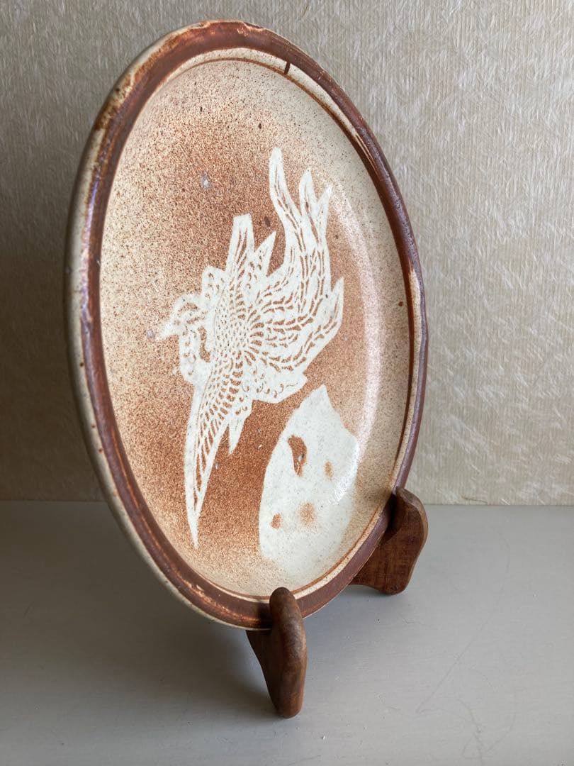 ◾️鳳凰図 陶皿 25cm江戸中期様式 あてがみ技法｜吉祥寺・三鷹