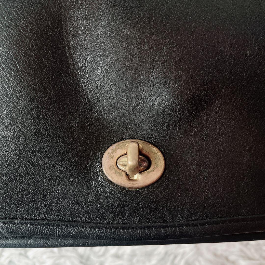 オールドコーチ USA製 ショルダーバッグ ターンロック 黒ブラック