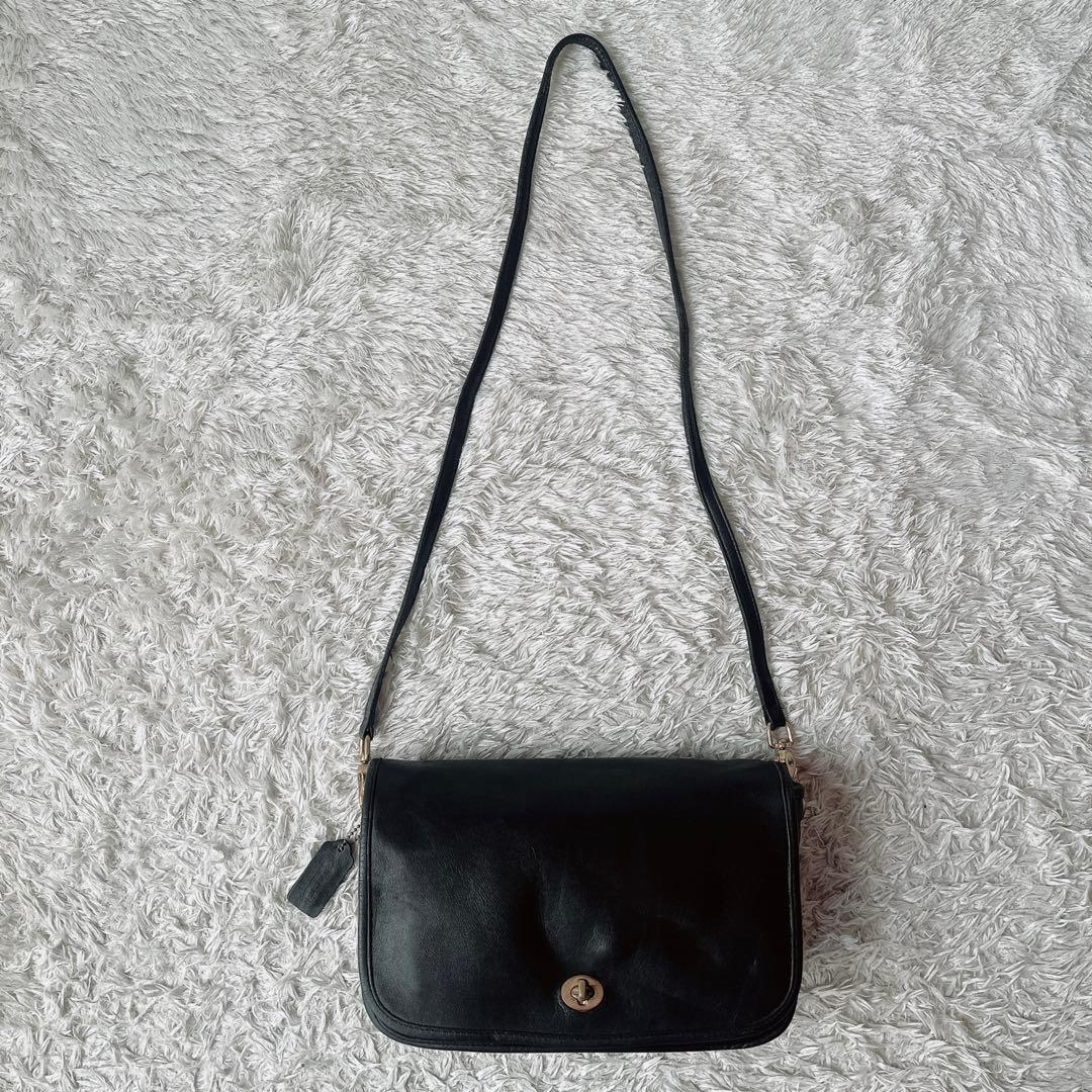 オールドコーチ USA製 ショルダーバッグ ターンロック 黒ブラック