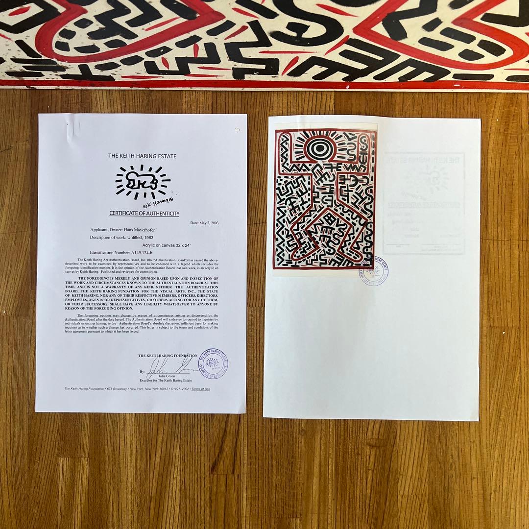 貴重　キース•ヘリング　大型肉筆油彩画