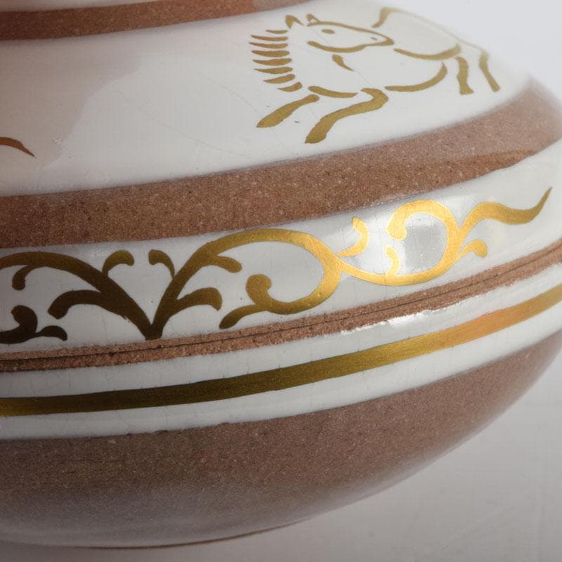 すみれ様専用 京焼 清栄寺窯杉田祥平造 赫土地馬文 宝珠香合 共箱 V