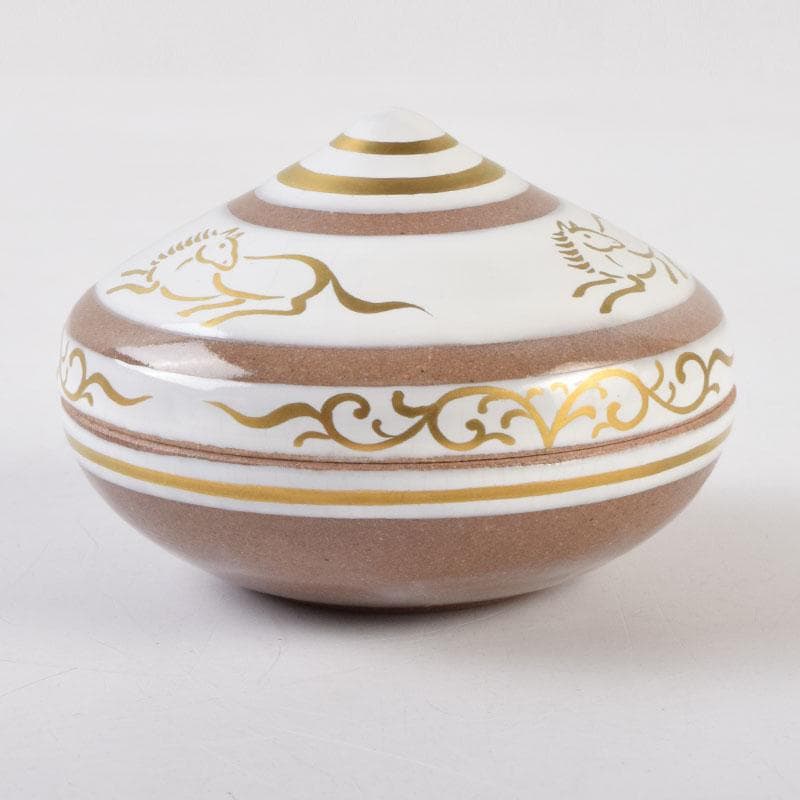 すみれ様専用 京焼 清栄寺窯杉田祥平造 赫土地馬文 宝珠香合 共箱 V