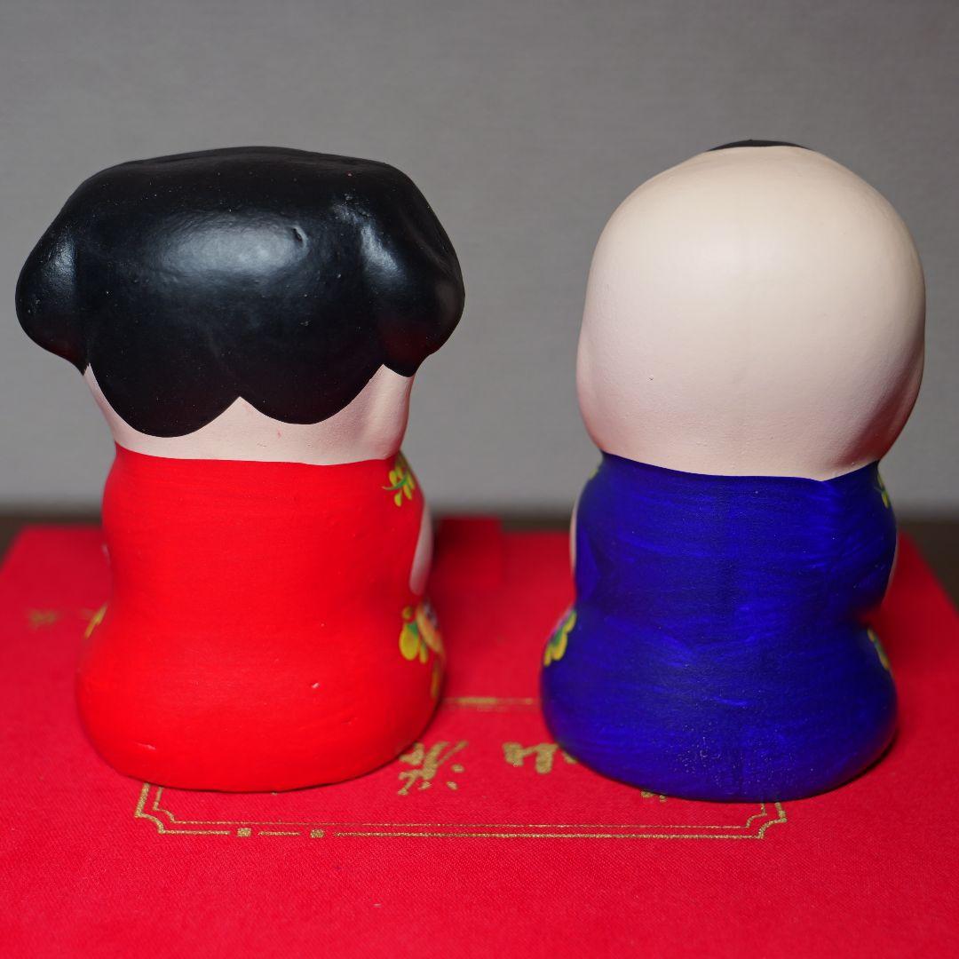 恵山泥人形 2体セット 中国江蘇省無錫市工芸品 大阪万博ステッカー