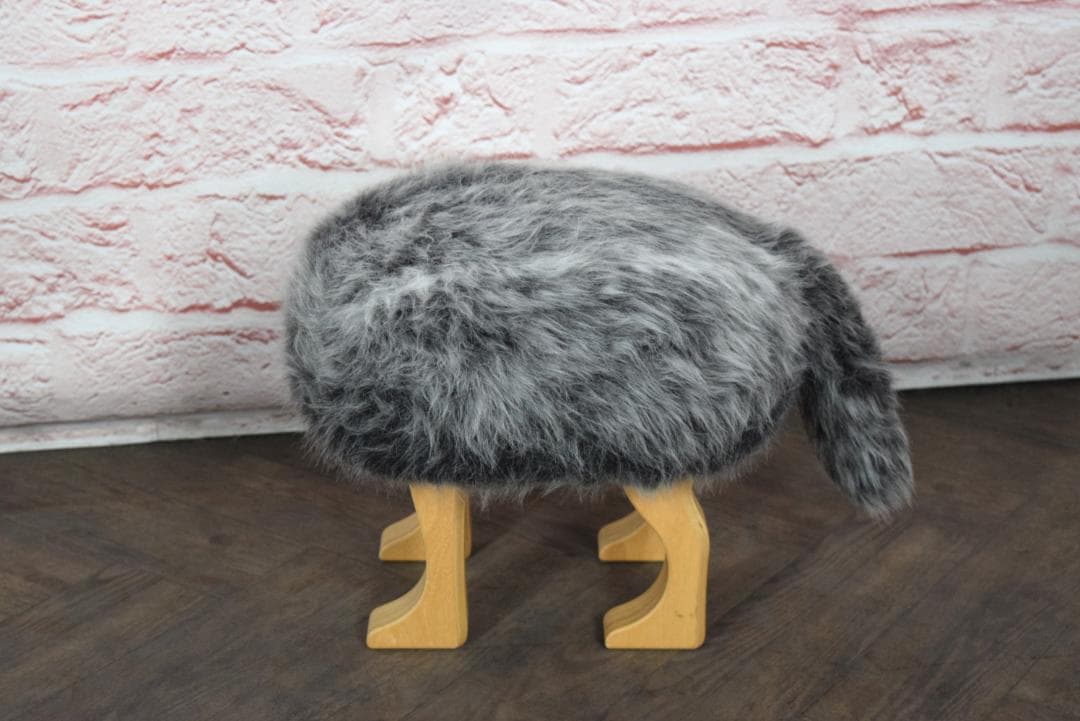 展示品 旭川家具 匠工芸 アニマルスツール ウルフグレーミックス Sサイズ