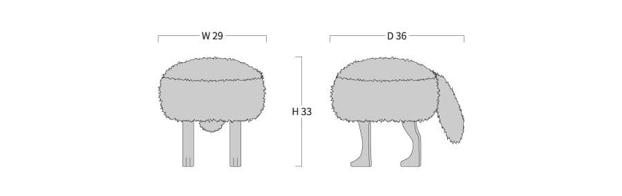 展示品 旭川家具 匠工芸 アニマルスツール ウルフグレーミックス Sサイズ