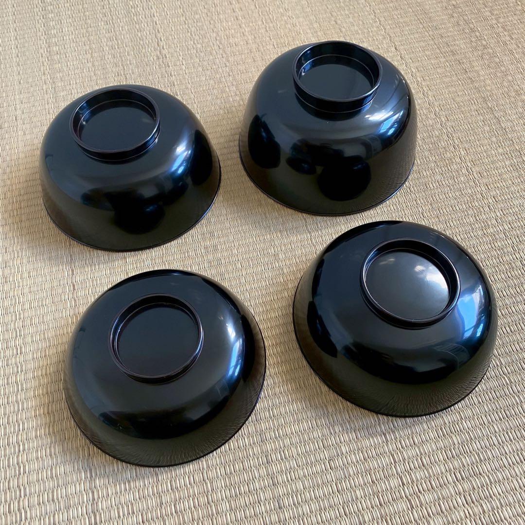 輪島塗 布着【四つ椀 5客組】小丸椀 入れ子 天然木 漆塗 黒真塗 懐石