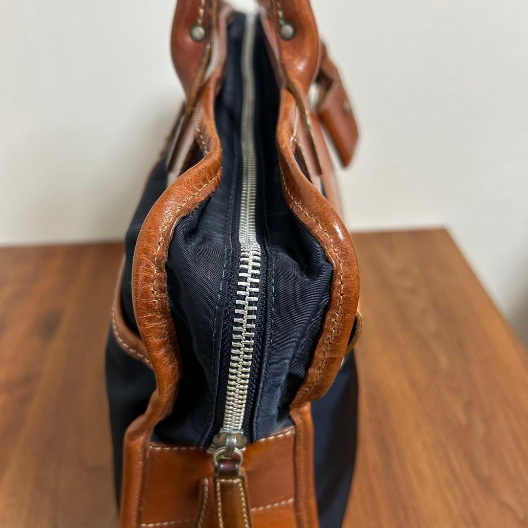 【美品】Felisi フェリージ8637/2 バッグ　ネイビー&ライトブラウン