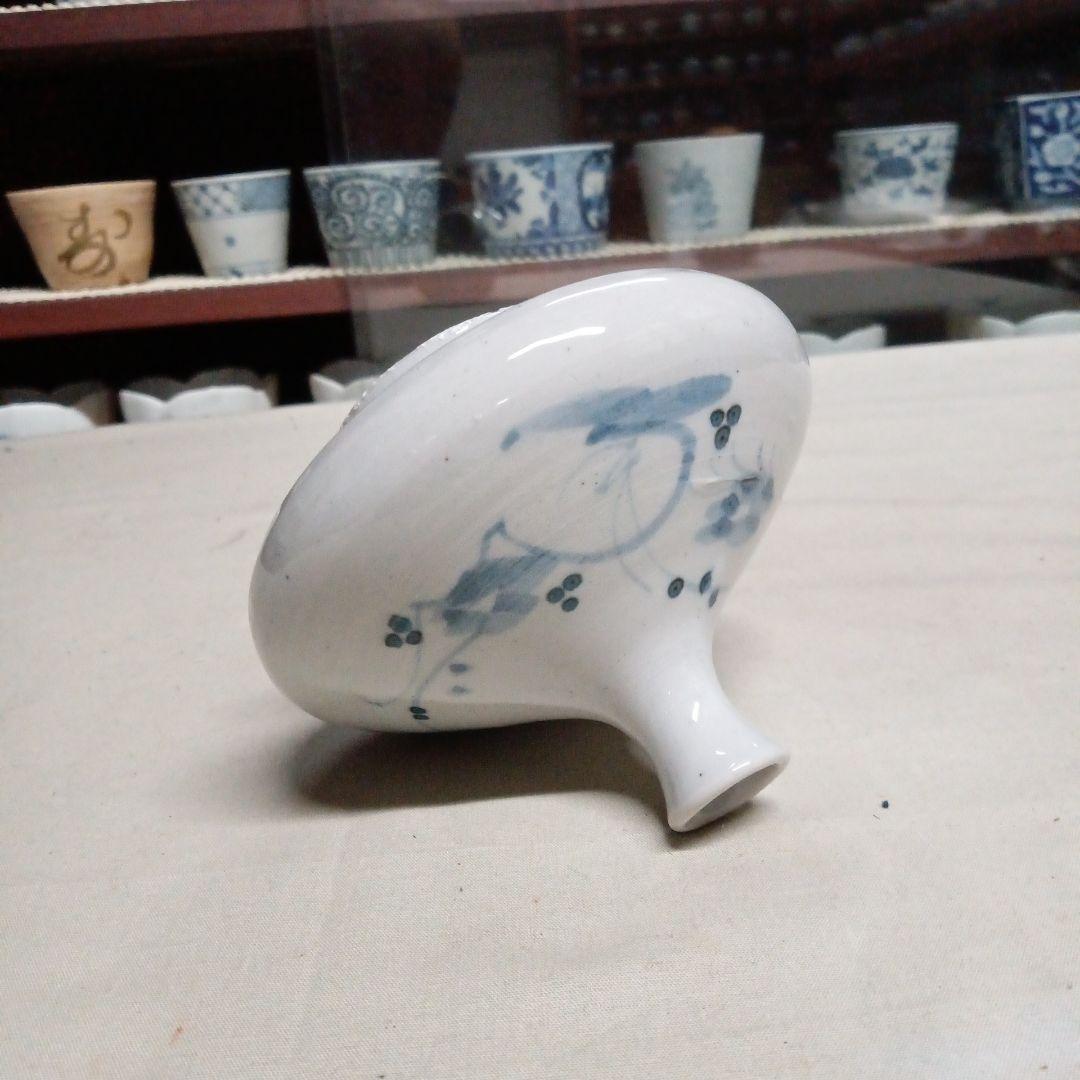 古伊万里 染付 草花文 油壺 江戸中期 完品